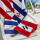 Home & Entertaining >> Personalized Red Stripe Beach Towels - Monogram