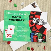 Personalized Birthday Party Invitations - Poker - 7249
