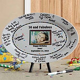 Happy Birthday Personalized Signature Photo Platter - 7263