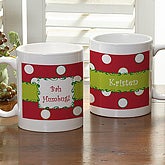 Polka Dot Personalized Christmas Holiday Coffee Mug - 7605