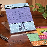 Initial Monogram Personalized Desk Calendar - Dot to Dot - 7635