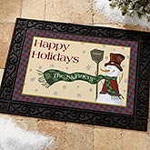 Personalized Snowman Holiday Doormat - Let It Snow - 7643