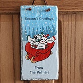 Personalized Holiday Wall Plaque - Polar Bear Family - 7677