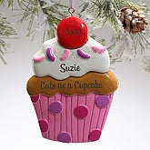 Personalized Christmas Ornaments - Girl's Cupcake - 7816