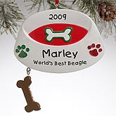 Personalized Dog Bowl Christmas Ornaments - 7822