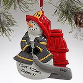 Snowman Firefighter Personalized Christmas Ornaments - 7829