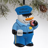 Snowman Police Office Personalized Christmas Ornaments - 7835