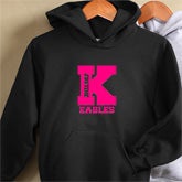 Black Personalized Womens Hoodies - Sports Team, Girls Personalized Sports Team Hoodies - Grey, Girls Sports Team Personalized Black Hoodie, Sports Team Personalized Girls Hoodies - Pink