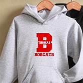 Black Personalized Mens Hooded Sweatshirts - Sports Team, oys Personalized Hooded Sports Team Sweatshirt - Grey, Sports Team Personalized Black Hooded Sweatshirts for Boys