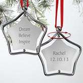 Inspiration Personalized Silver Star Christmas Ornament - 7854