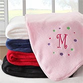 Girls Personalized Monogram Fleece Blankets - Polka Dots - 7859