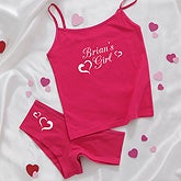 Ladies Boy Shorts Underwear - Fuchsia My Girl Design, Personalized Ladies Camisole - Fuchsia My Girl Design