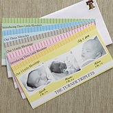 Personalized Triplets Baby Photo Birth Announcements - 8081