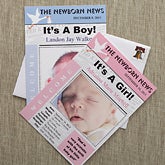 Baby Photo Birth Announcements - Newspaper Headline - 8106 Baby Photo Birth Announcements - Newspaper Headline - 8106