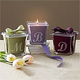 Personalized Candles with Initial Monogram - Lavender & Linen Scent, Engraved Glass Candles - Papaya & Bamboo Scent, Monogram Candles - Mulberry Scent