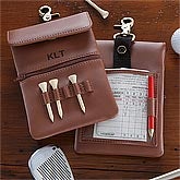 Personalized Golf Accessory Bag - Brown Leather - 8737