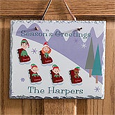 Personalized Winter Wall Decorations - Sledding Family Slate Plaque - 9185