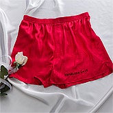 Custom Name Personalized Red Silk Boxer Shorts - 9344