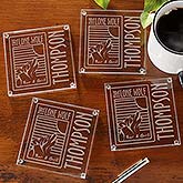 Personalized Corporate Engraved Logo Glass Coaster Set - 9561