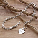 Sterling Silver Heart Toggle Necklace