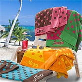 Personalized Oversized Beach Towels - Polka Dots - 9789 Personalized Oversized Beach Towels - Polka Dots - 9789