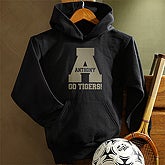 Black Personalized Mens Hooded Sweatshirts - Sports Team, oys Personalized Hooded Sports Team Sweatshirt - Grey