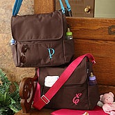 Personalized All In One Diaper Messenger Bag - Pink and Brown