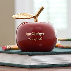 Personalized Red Apple Brass Teacher Bell 