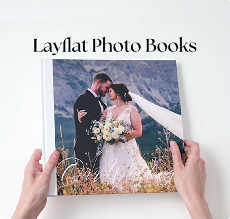 Lay flat photo book video thumbnail poster