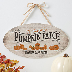 Family Pumpkin Patch Personalized Oval Wood Sign