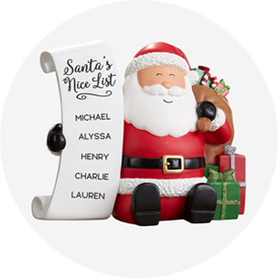A personalized Christmas decoration with Santa sitting within