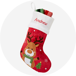 A personalized Christmas stocking with the name, Sophia, written on it