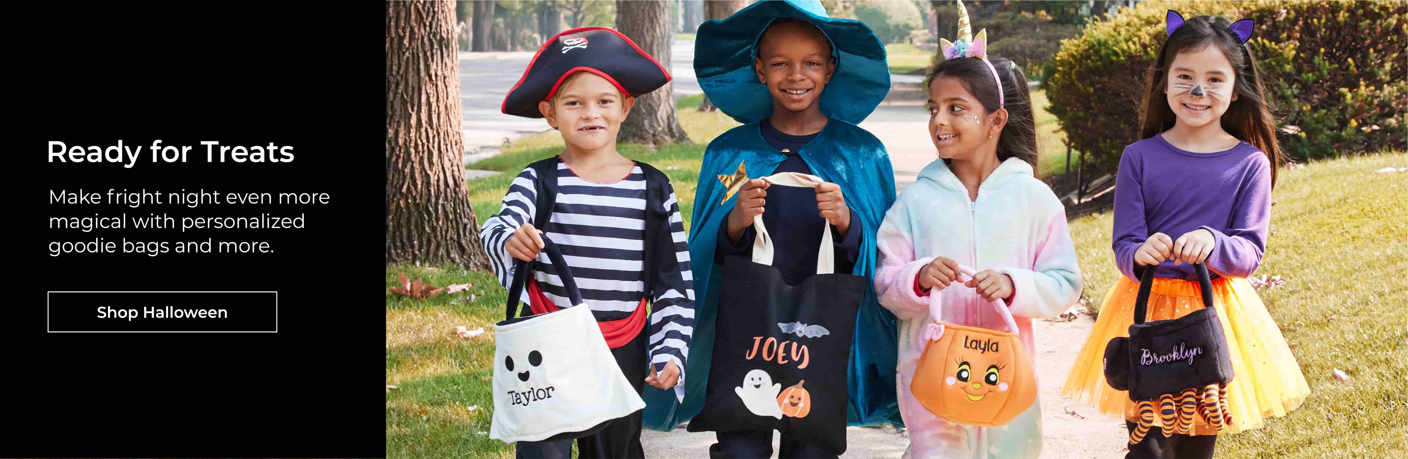 halloween banner kids trick or treat bags