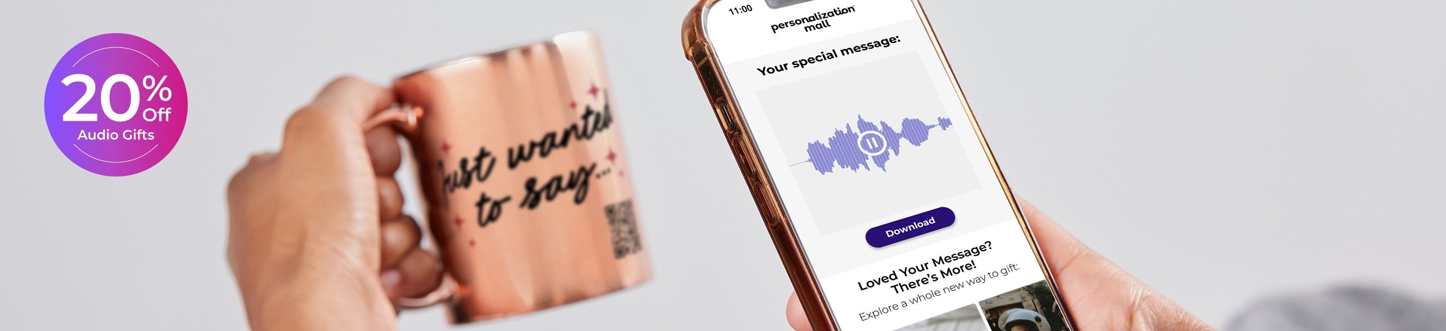 Playing audio message from QR code on the mug