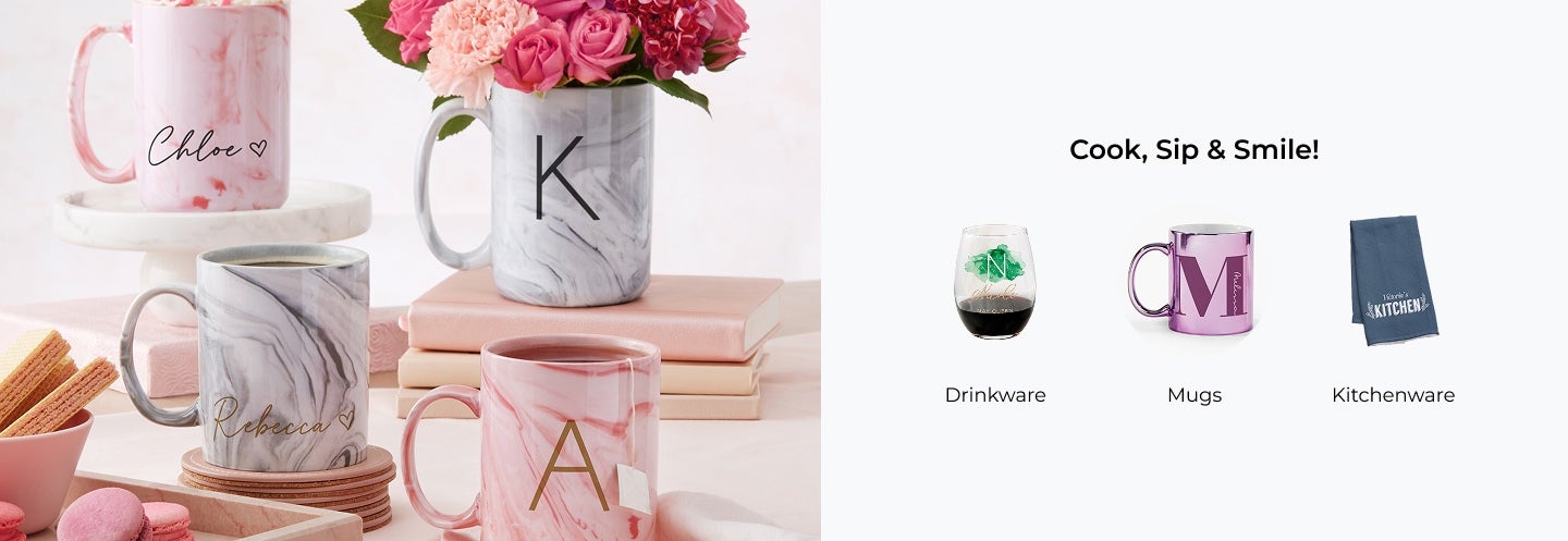 Cook, Sip, & Smile! Drinkware, Mugs, and Kitchenware