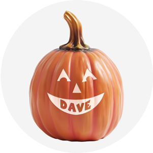 A Jack-O-Lantern Home Décor Item With The Name Dave On It