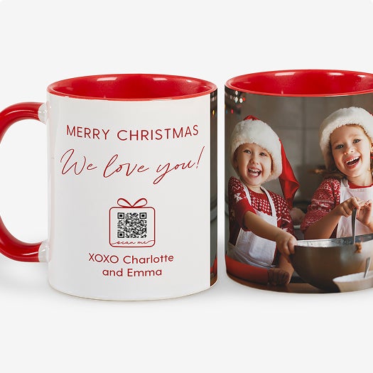 A Personalized Mug with a photo of a family smiling on it