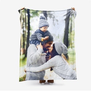 Blanket Covered with a Photo of a Happy Family