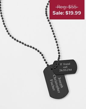 Engraved Kids Gunmetal Double Dog Tag