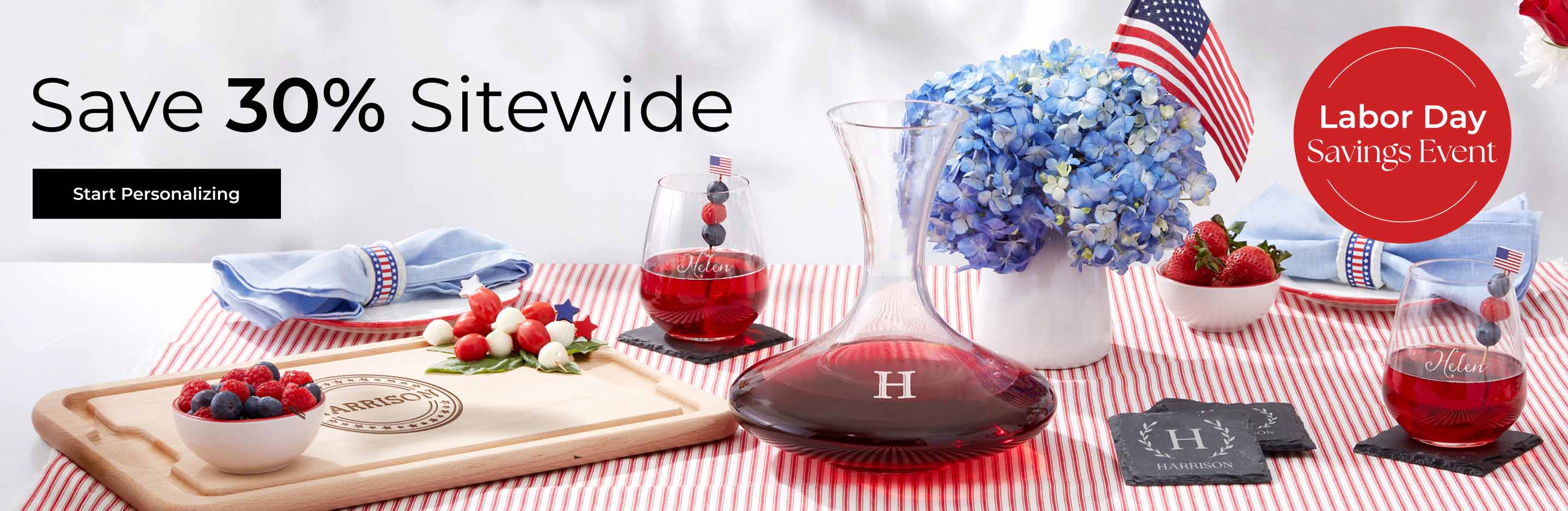 Labor day savings save 30% sitewide start personalizing