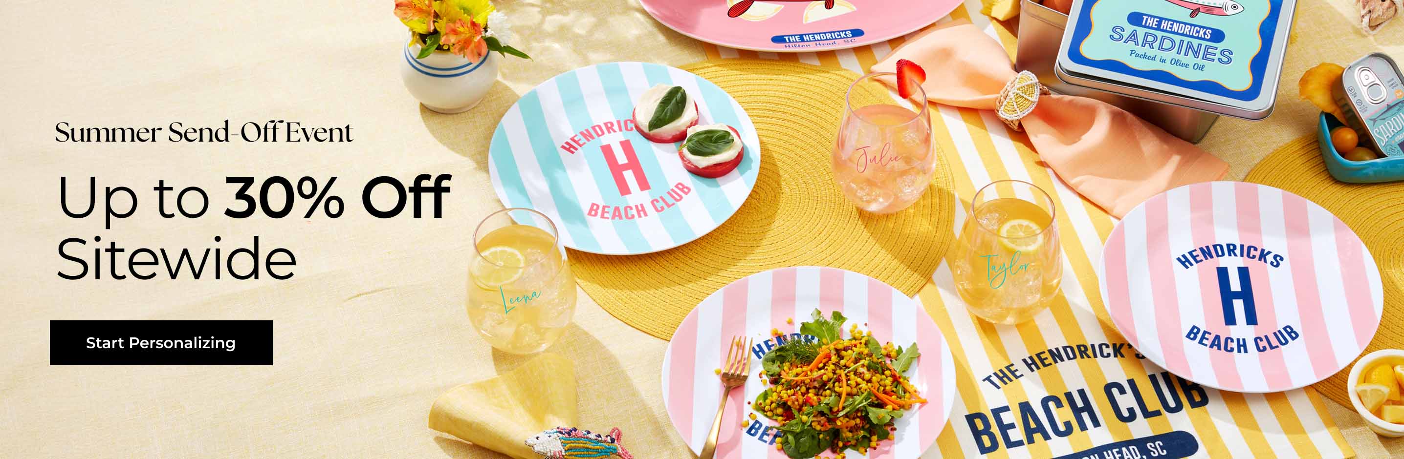 Summer send off event up to 30p off start personalizing