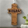 Bless Our Family Personalized Wood Cross- Natural - 11257