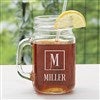 alt='Square Monogram Etched Glass Mason Jar'