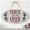 alt='Peace, Joy, Love Personalized Oval Wood Sign'