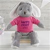 Grey Bunny with Raspberry Shirt
