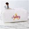 White Waffle Weave Makeup Bag 