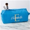 Aqua Waffle Weave Makeup Bag 