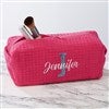 Fuchsia Waffle Weave Makeup Bag 