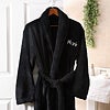 Embroidered Luxury Fleece Robe - Black - 3568-B