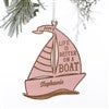 Pink Wood Sailboat Ornament